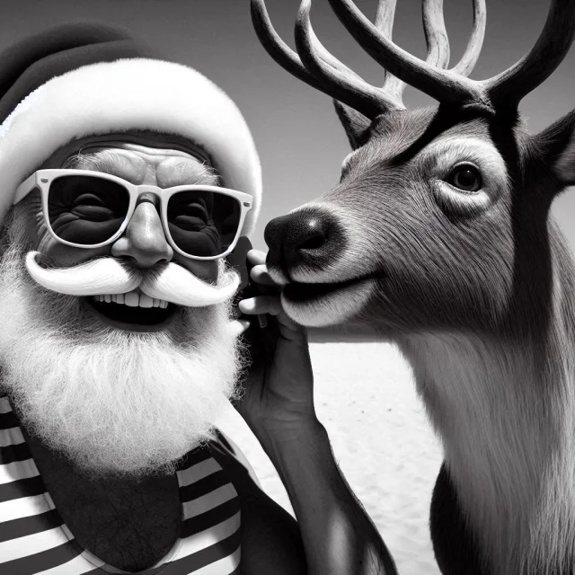 Le Père-Noël à la plage