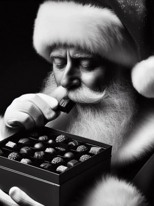 Le Père Noël Déguste Un Chocolat