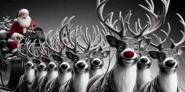 Le Traineau Du Pere Noel Et Ses Rennes