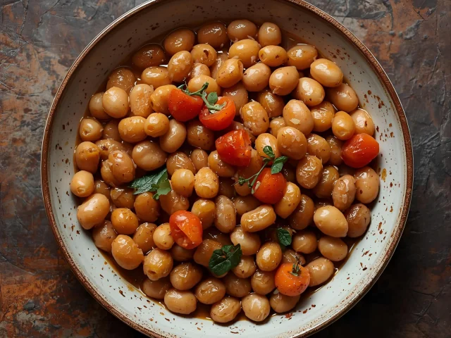 Une assiette de cocos de Paimpol à la tomate