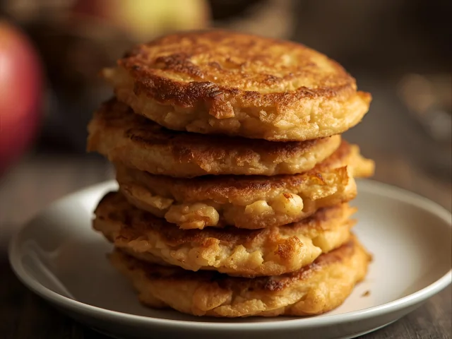 Several Apple Treguier Doughnuts That Look Like A Crushed Potato Patty