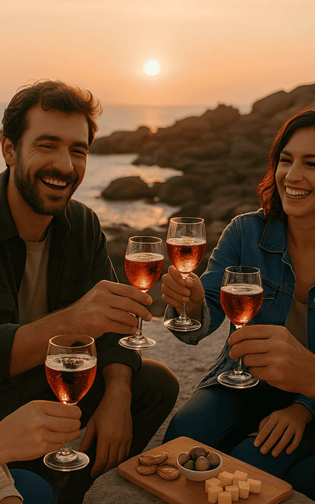 Aperitif With Friends On The Pink Granite Coast
