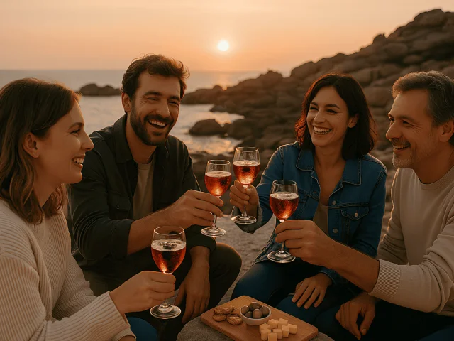 Aperitif Entre Amis Sur La Cote De Granit Rose